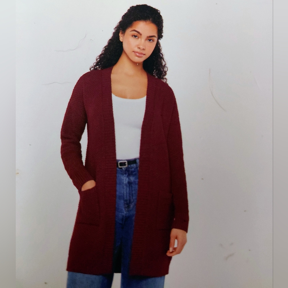 GAP Women's Deep Red Open Front Cardigan